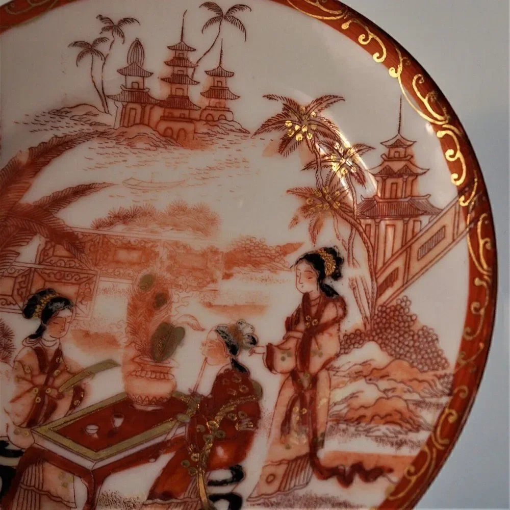 Fukagawa Porcelain Plate Vintage Japanese Tea Ceremony